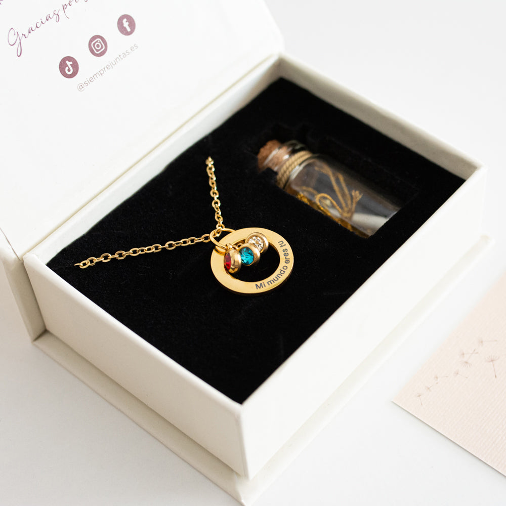 Collar Círculo Mi mundo eres tú + Frasco de los sueños