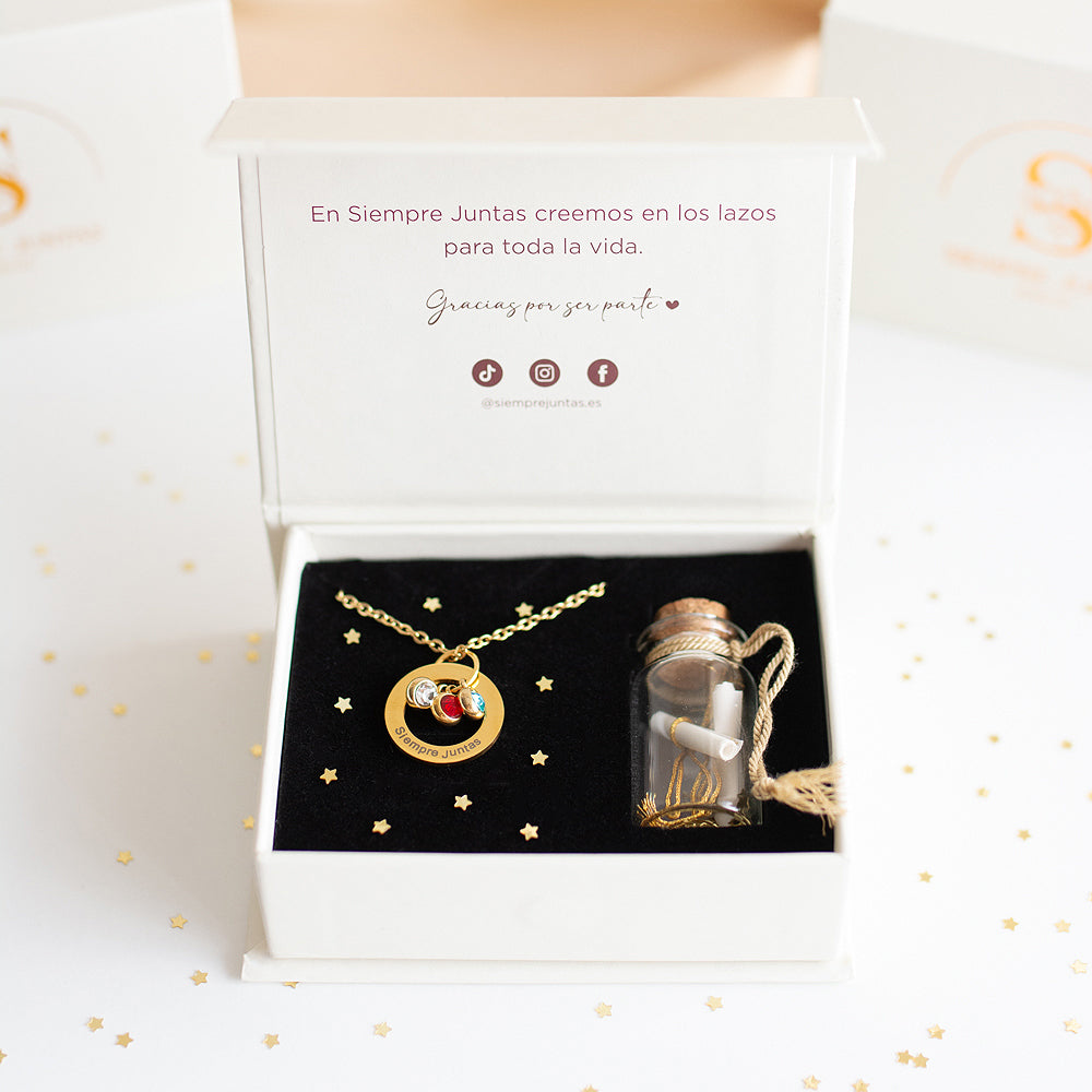 Collar de círculo infinito con grabado "Siempre Juntas"