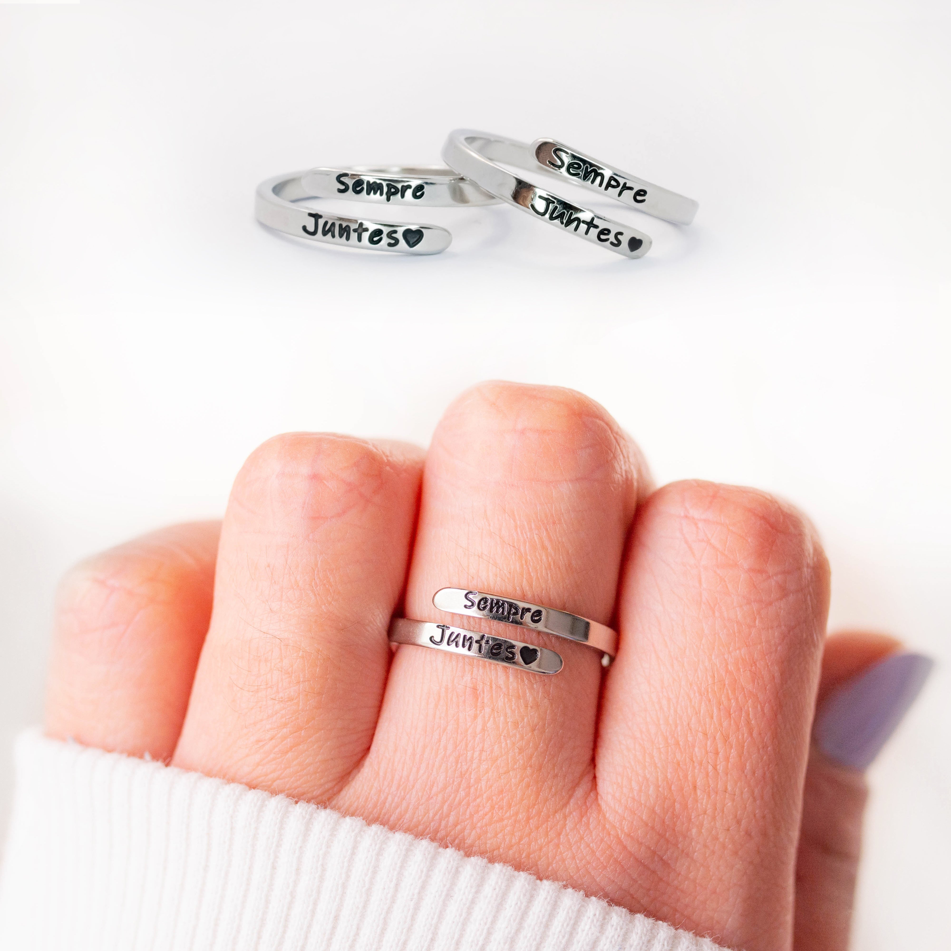 2 Anillos "Sempre juntes" (Catalán/Valenciano) + Frasco de los Sueños