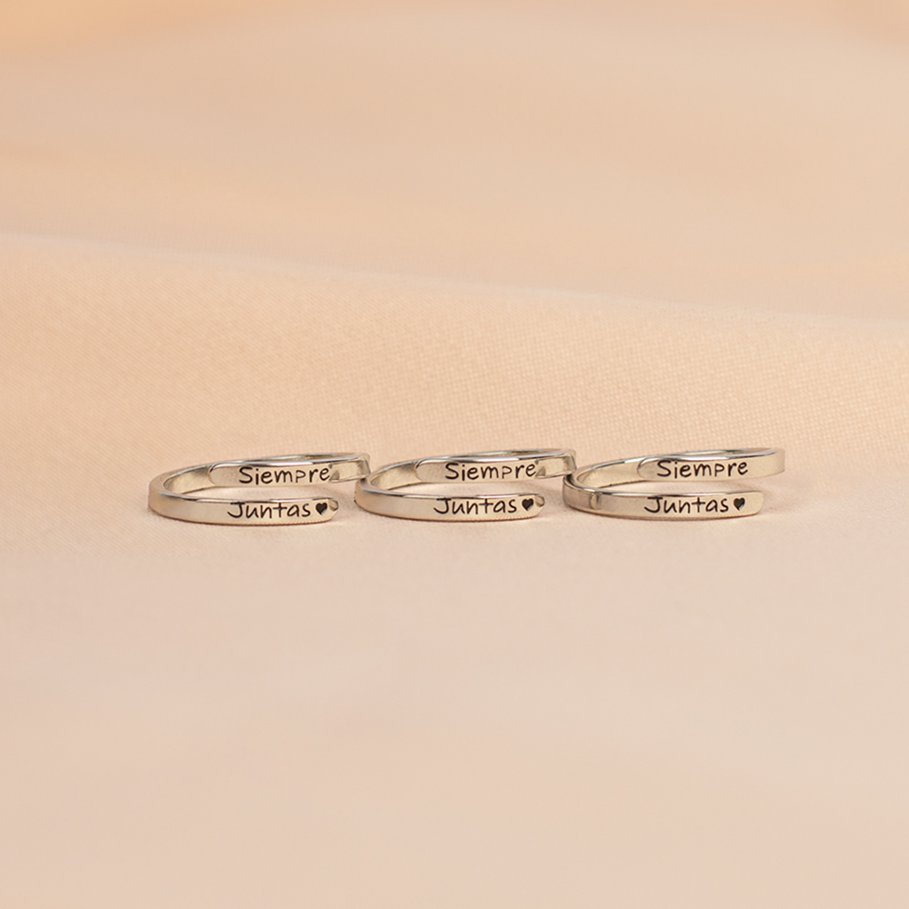 Set de 3 Anillos "Siempre Juntas" + Frasco de los sueños