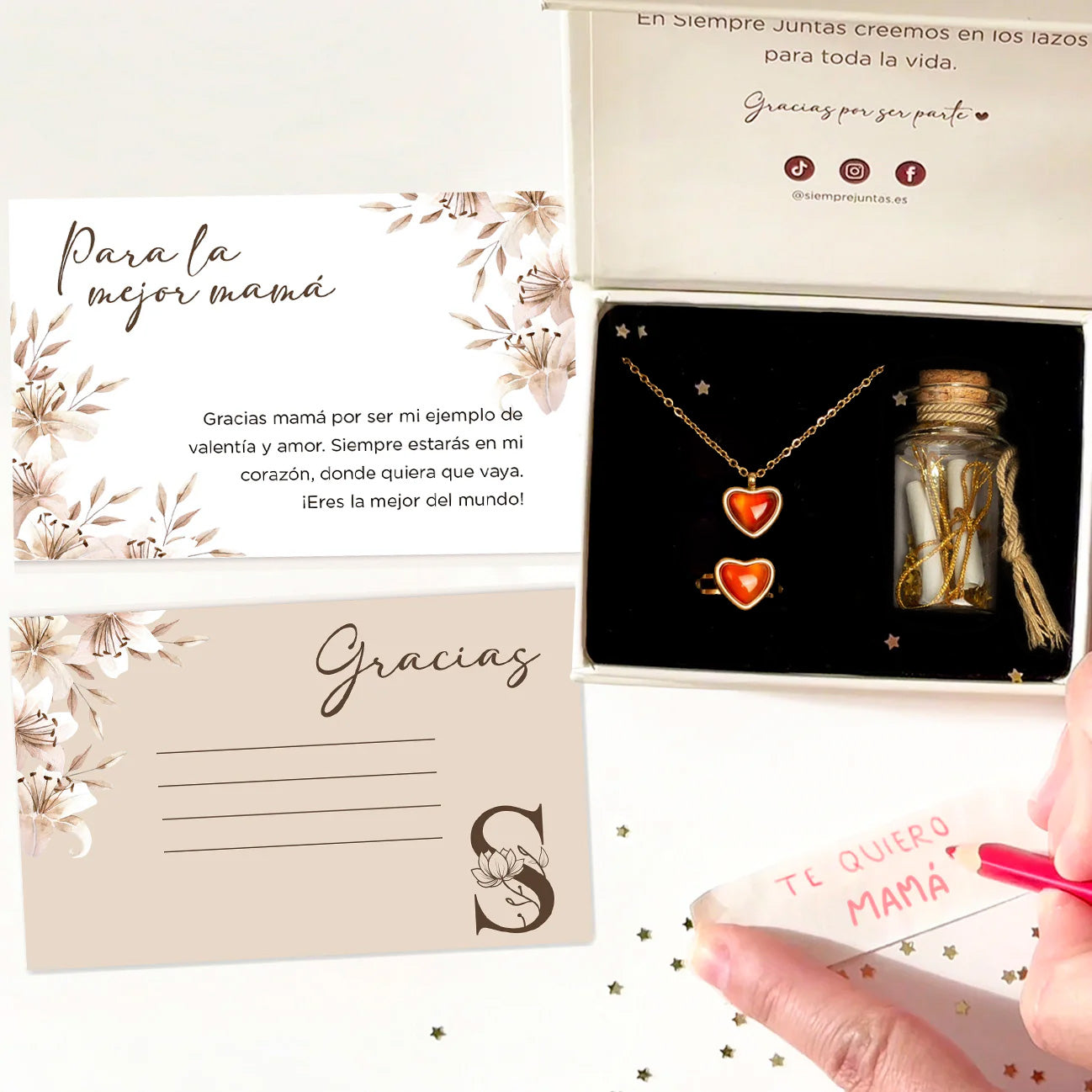 Set de Collar + Anillo Cornalina + Frasco de los sueños - Día de la Madre