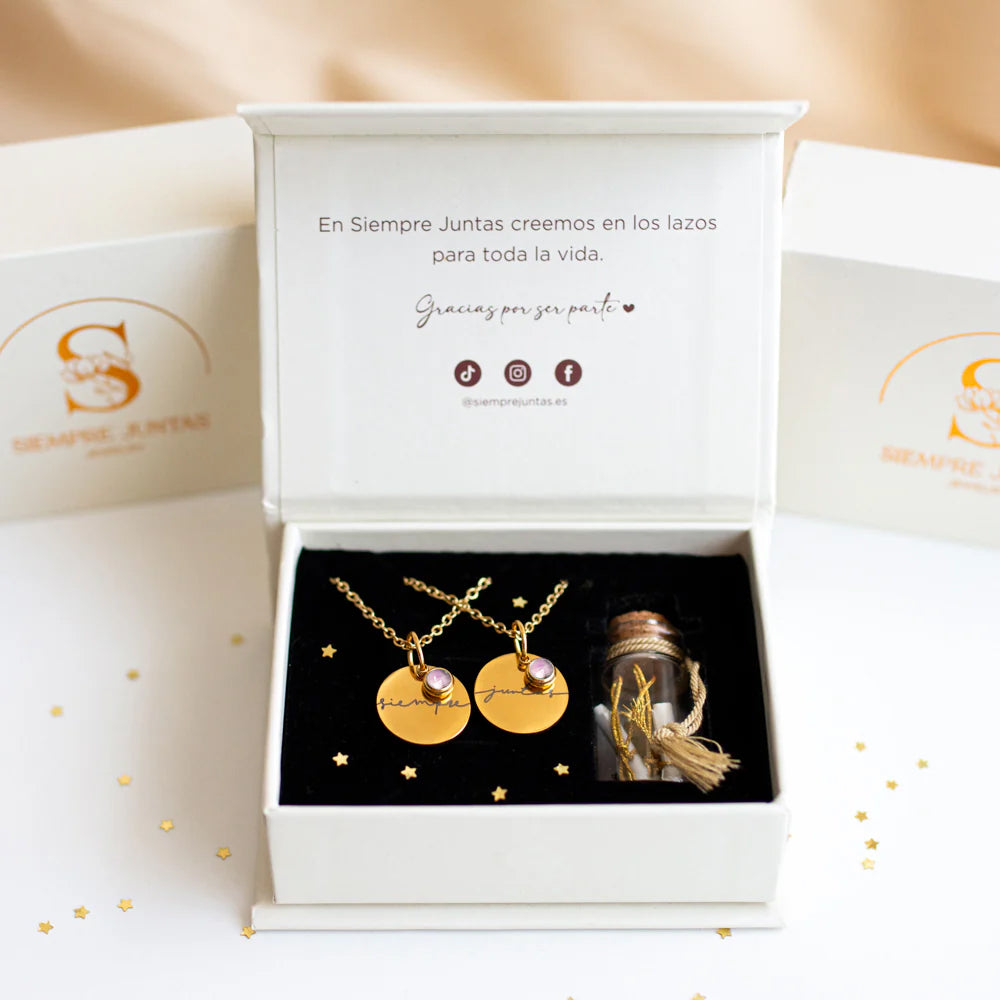 Pack Siempre Juntas: 2 Anillos + Collar Siempre + Collar Juntas