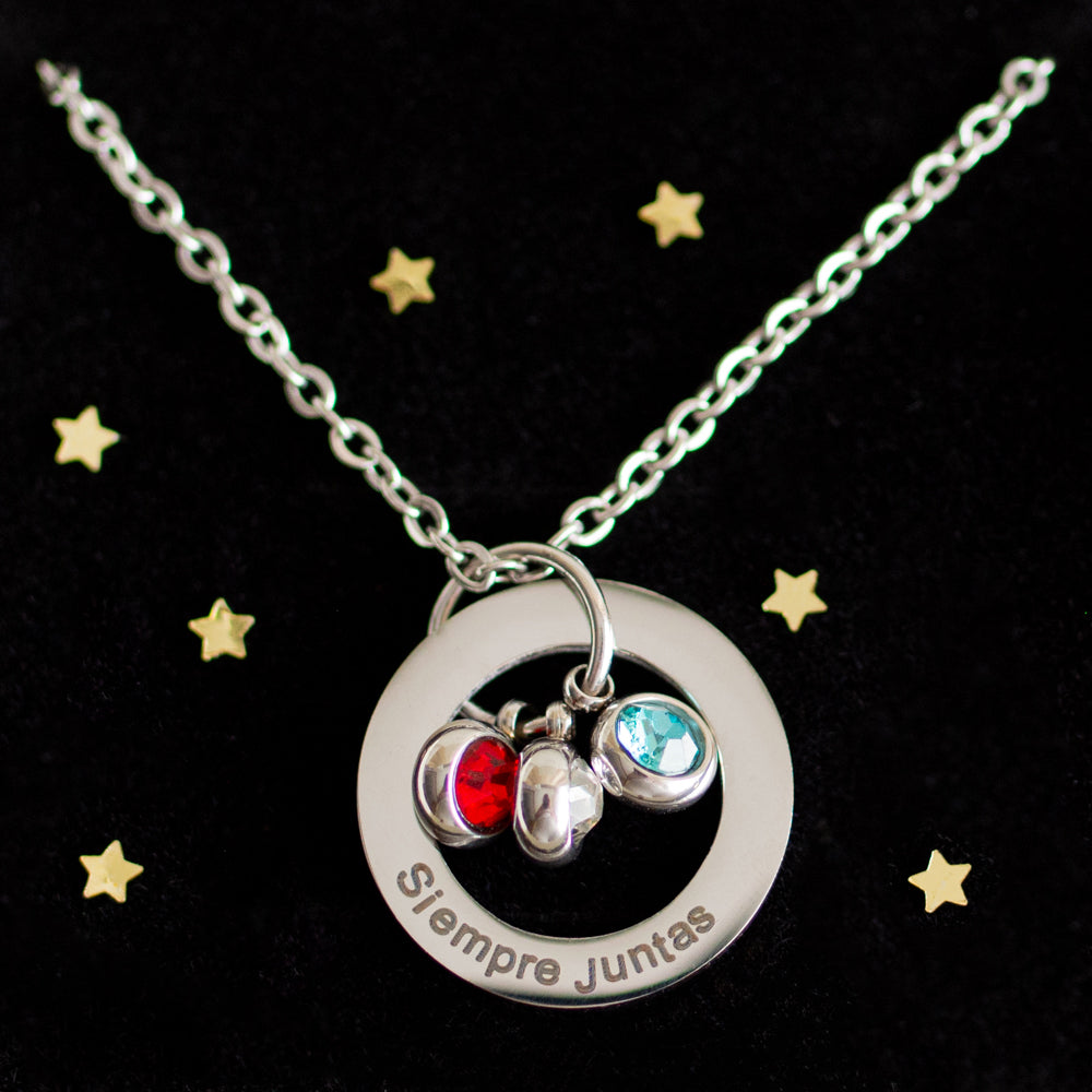 Collar Círculo Infinito "Siempre Juntas" + Frasquito