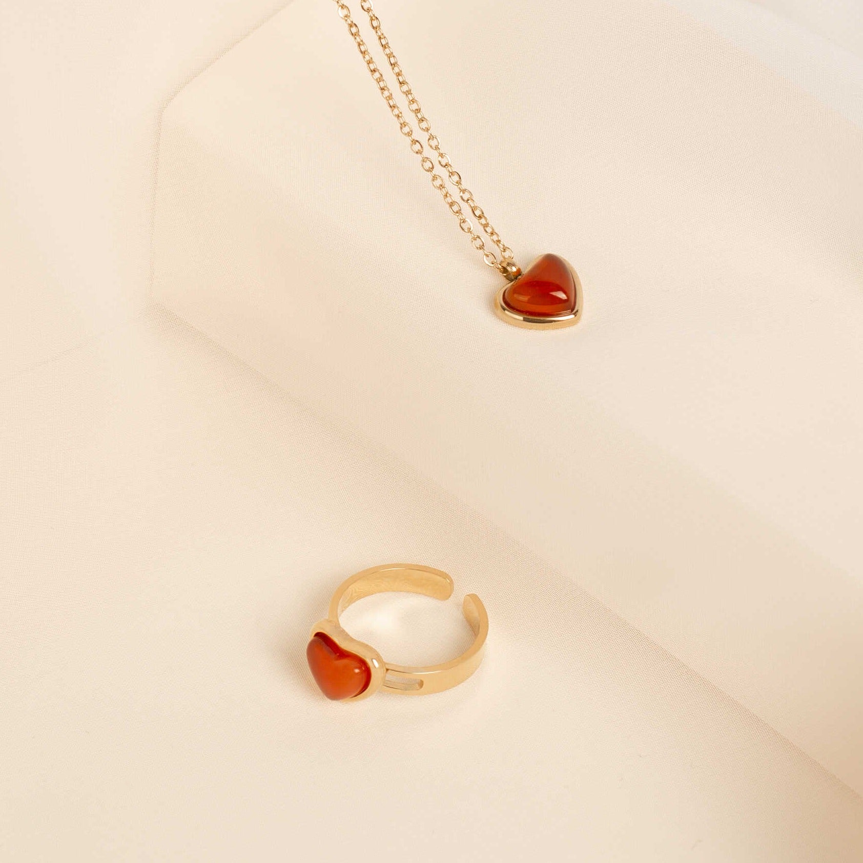 Set de Collar + Anillo Cornalina + Frasco de los sueños