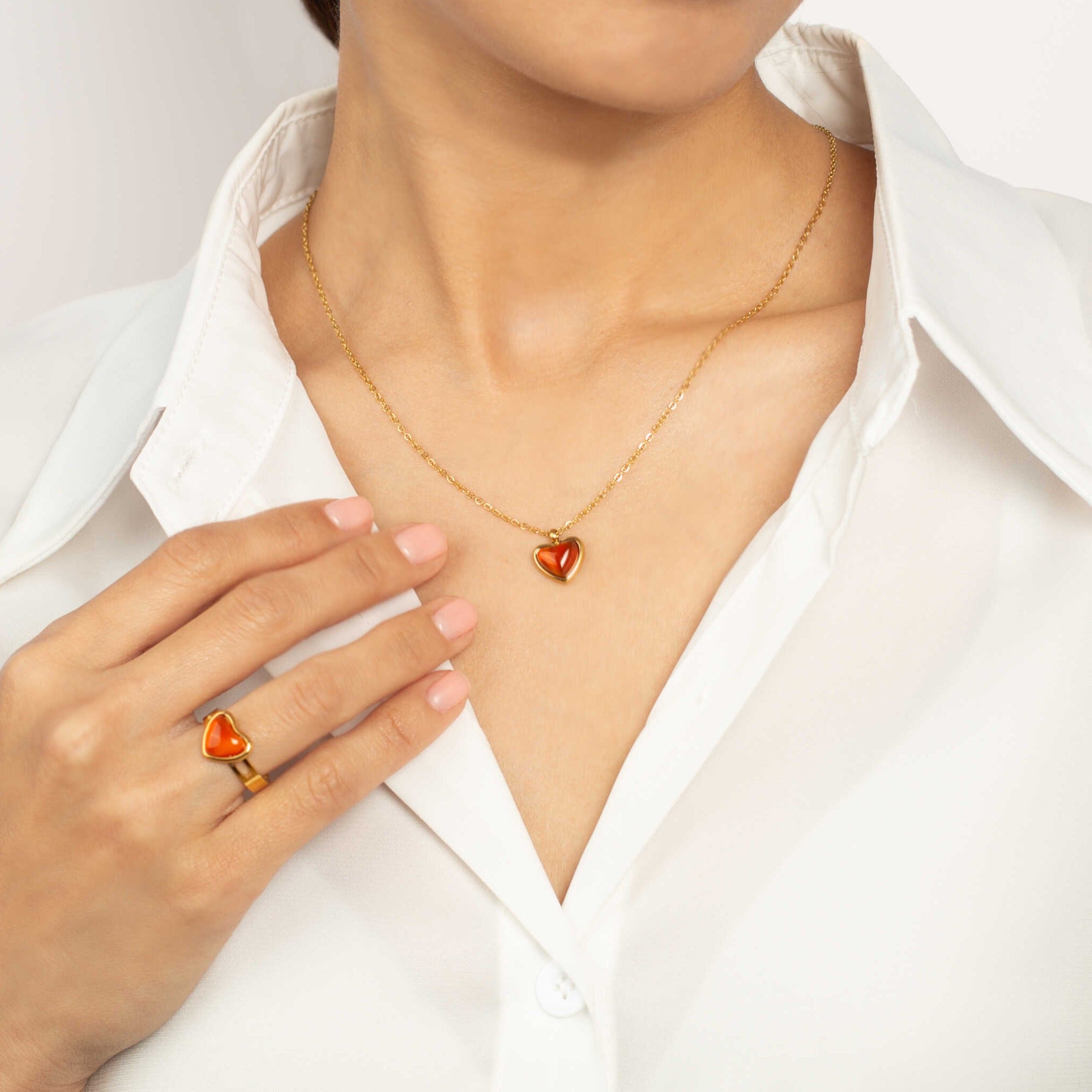 Set de Collar + Anillo Cornalina + Frasco de los sueños
