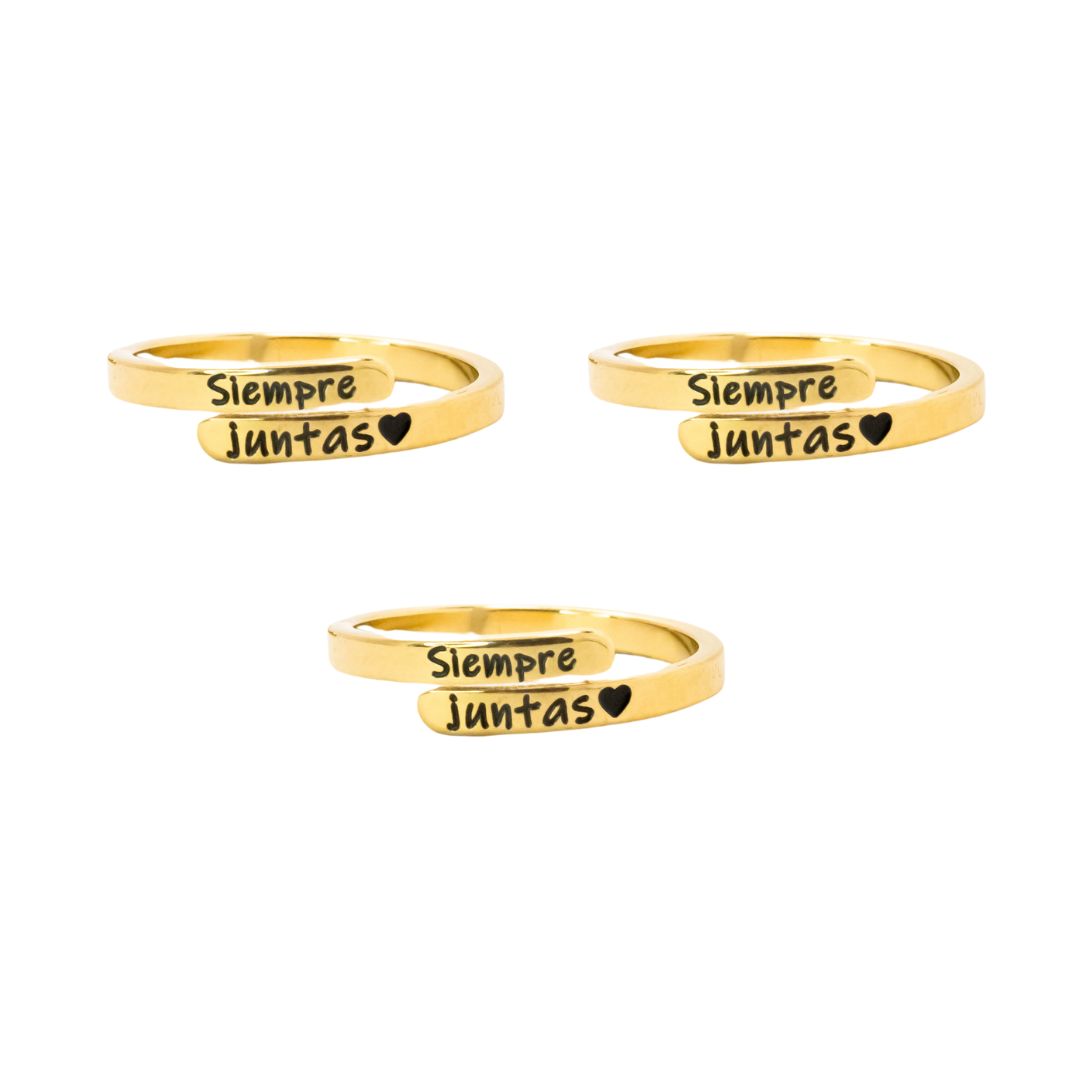 Set de 3 Anillos "Siempre Juntas" + Frasco de los sueños