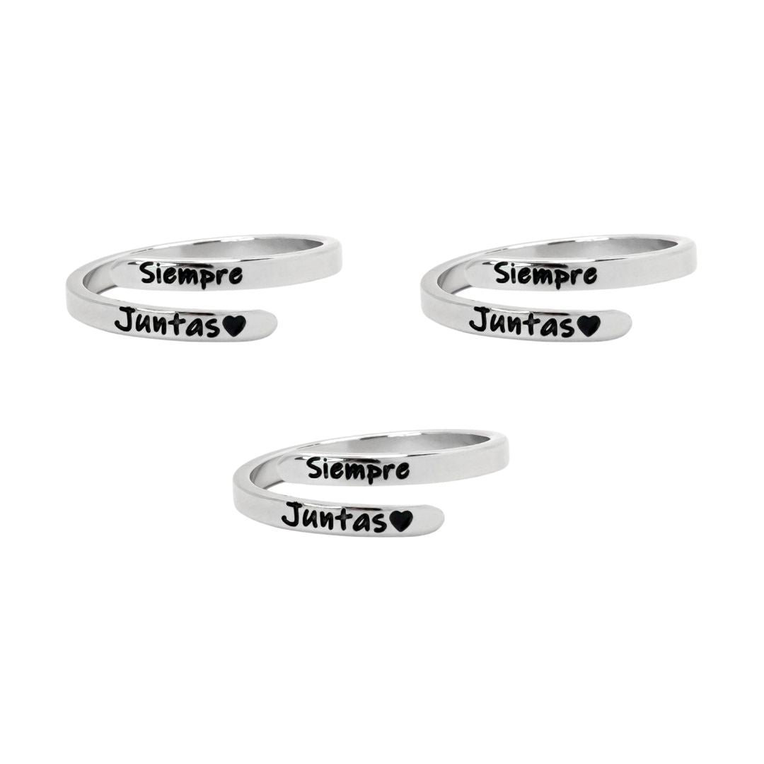 Set de 3 Anillos "Siempre Juntas" + Frasco de los sueños